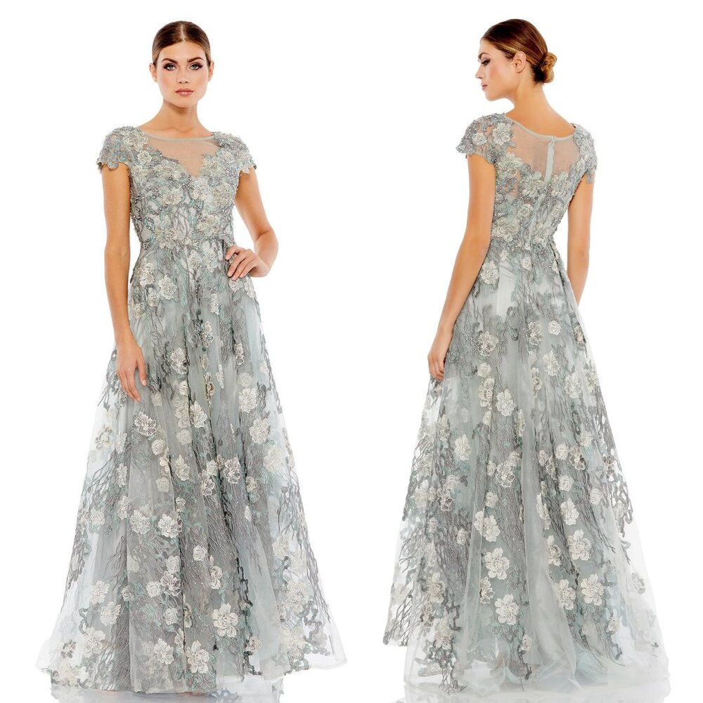 MAC DUGGAL | FLORAL EMBROIDERED SHORT SLEEVE GOWN #20294